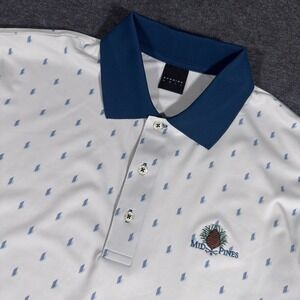 Dunning Golf Polo Shirt Mens Medium White Performance Stretch Moisture Wicking